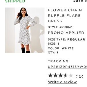 Loft Flower chain ruffle dress- NEW NEVER WORN